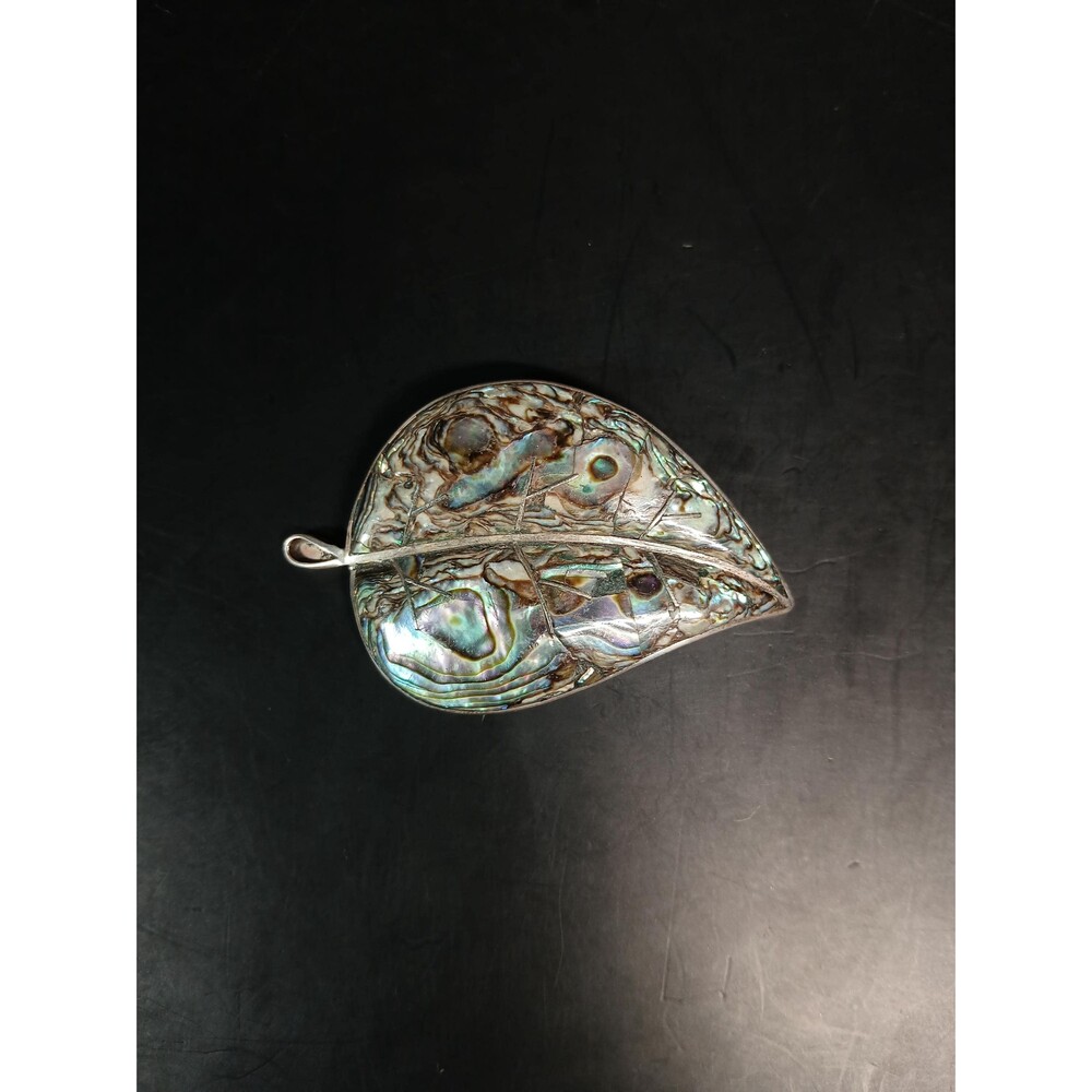 Taxco Vintage Sterling Silver 925 Abalone Leaf Brooch